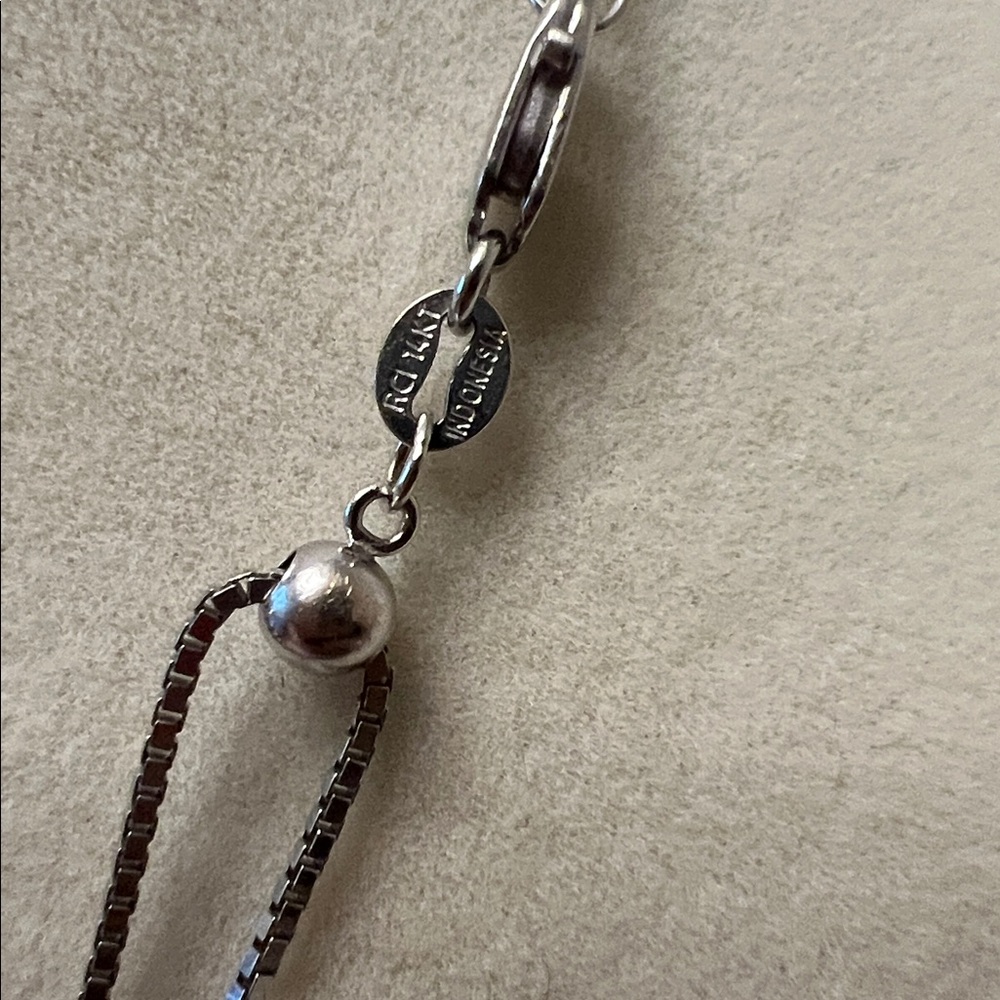 Adjustable Solid 14kt White Gold Chain - image 4